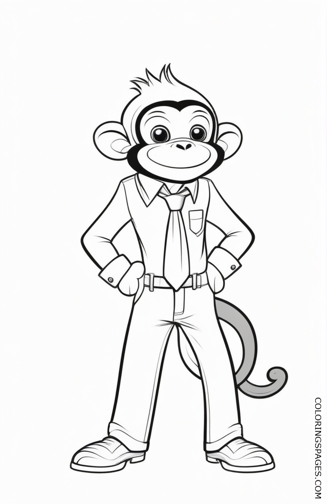 Free Monkey coloring pages for kids_34